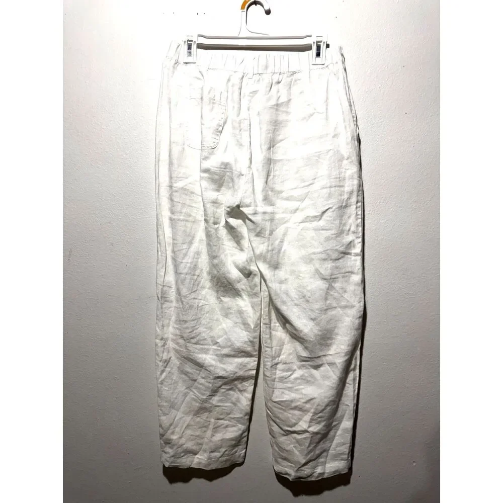 Quince 100% linen pull on pants beach spring summer vacation resort wear women S